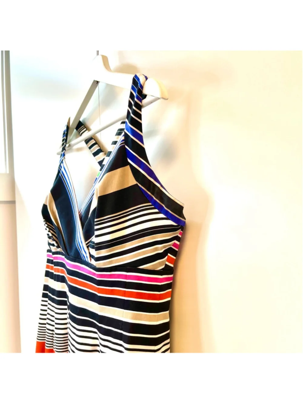 Calvin Klein Multicolor Striped Fit & Flare Pleated Sundress Cotton Stretch Midi - Picture 12 of 16